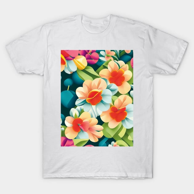 Colorful Begonias Abstract Artwork T-Shirt by PatternToSuccess